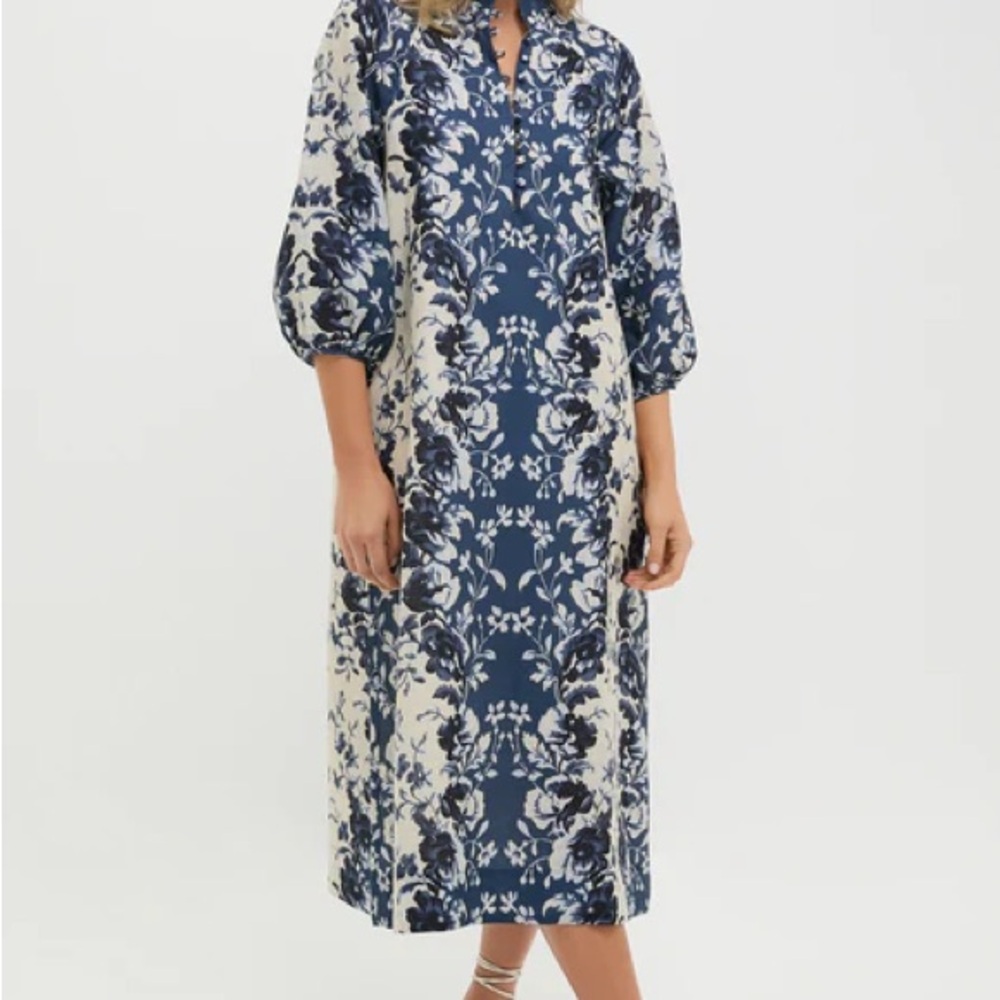 Tuckernuck Indigo Reflection Cotton Linen Maryse Caftan